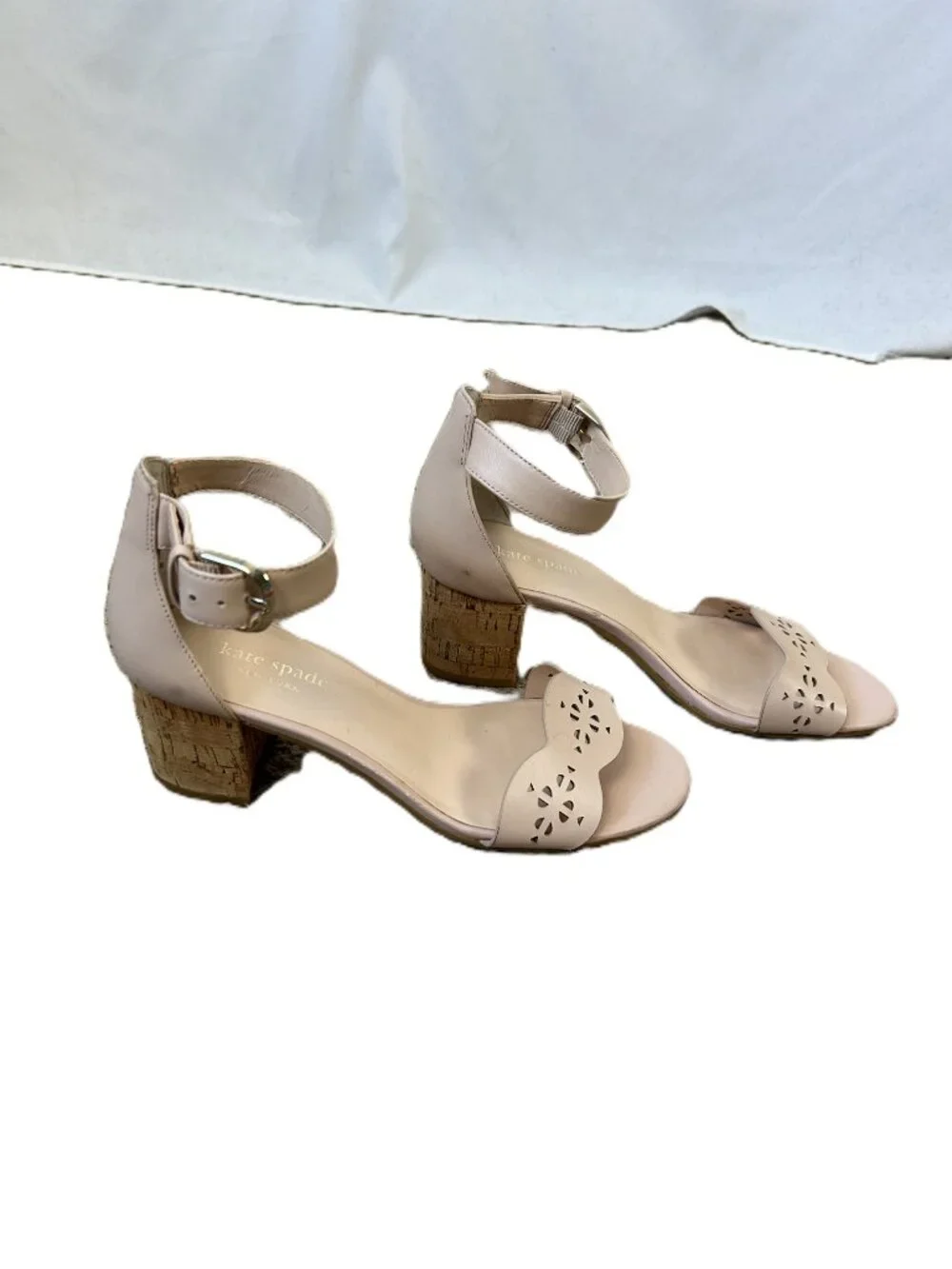 Kate Spade Wednesday Heel Leather Upper Pale Pink 6.5 Cork
